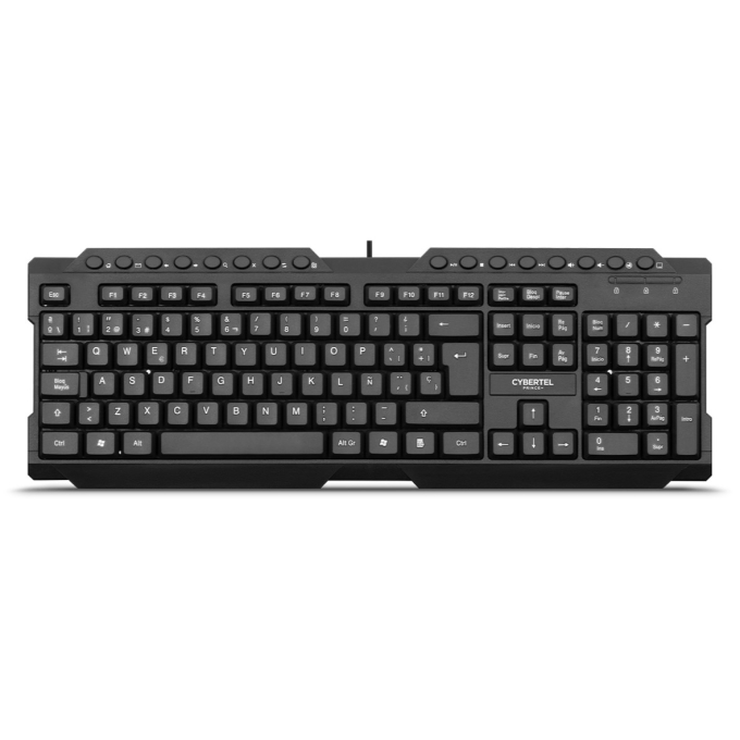 Teclado Multimedia Cybertel Prince+ Black K212+ USB con Teclas Semicurvas / Cybertel
