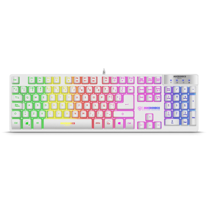 Teclado Gamer Micronics Neon White K709W USB RGB Blanco / Micronics