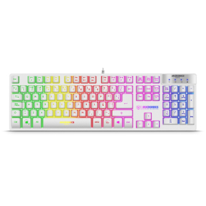 Teclado Gamer Micronics Neon White K709W USB RGB Blanco