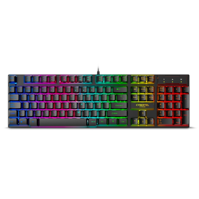Teclado Gamer Cybertel Xtreme Black K505 USB Rainbow / Cybertel