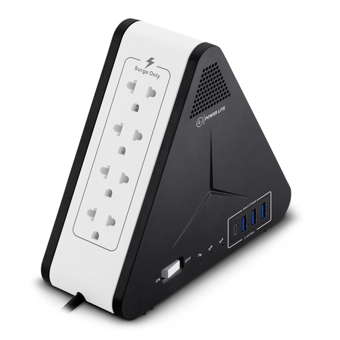 Estabilizador AVR Power Lite Simetric PLI1111U 1100VA / 500W 8 Salidas, 3 USB, 1 USB-C / Power Lite