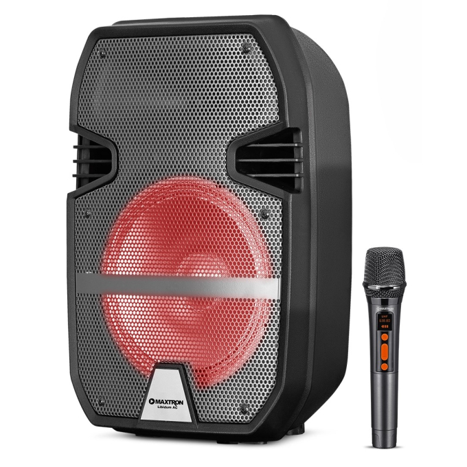 Parlante Portatil Maxtron Libidum AC 8pulgadas MX323AC Bluetooth con Microfono VHF, LED / Maxtron