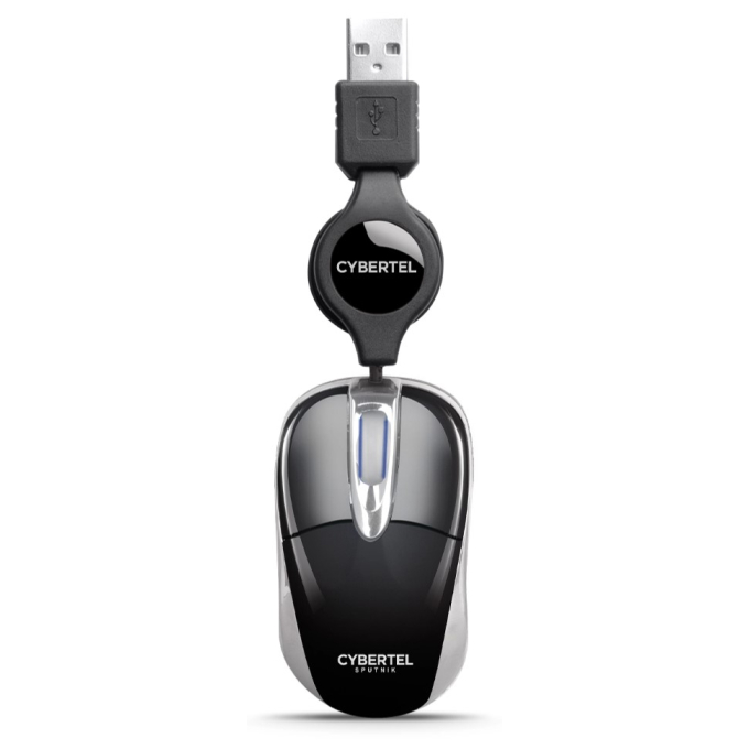 Mouse USB Retractil Cybertel Sputnik Black M204S Negro / Cybertel