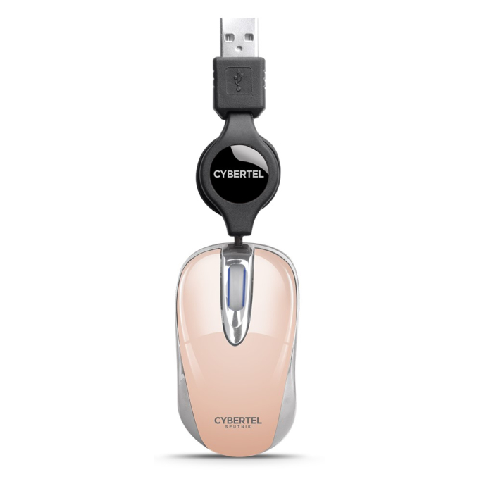 Mouse USB Retractil Cybertel Sputnik Rubber Nude M204S / Cybertel