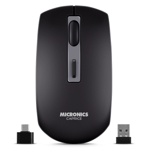 Mouse Inalambrico Micronics Caprice Black M713-3M Recargable USB-C Bluetooth, Wireless