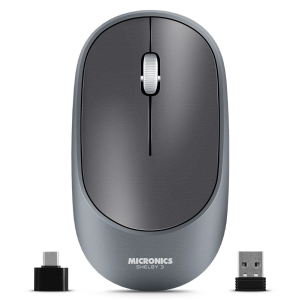 Mouse Inalambrico Micronics Shelby 3 M701-3M Gray Recargable Bluetooth, Wireless