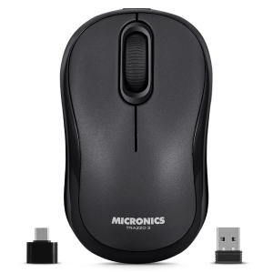 Mouse Inalambrico Micronics Trazzo 3 M700-3M Charcoal Recargable USB-C Bluetooth, Wireless