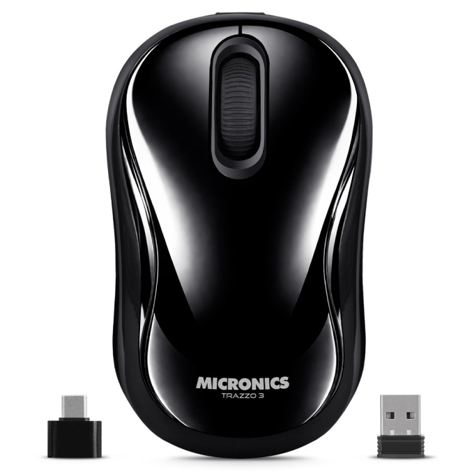 Mouse Inalambrico Micronics Trazzo 3 M700-3M Black Recargable USB-C Bluetooth, Wireless / Micronics