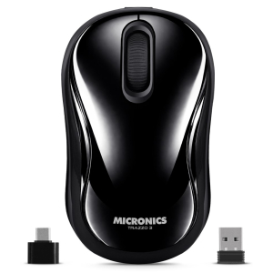 Mouse Inalambrico Micronics Trazzo 3 M700-3M Black Recargable USB-C Bluetooth, Wireless
