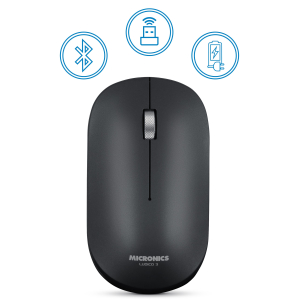 Mouse Inalambrico Micronics Ludico 3 M722K-3M Black Recargable USB-C Bluetooth, Wireless / Micronics