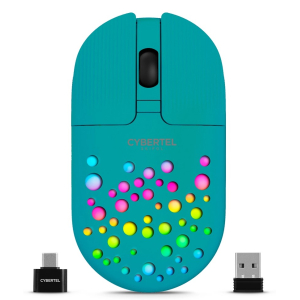 Mouse Inalambrico Cybertel Skipol M705-3M Cyan Recargable Bluetooth, Wireless