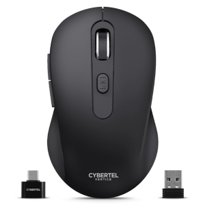Mouse Inalambrico Cybertel Vertice Black M709-3M Recargable Bluetooth, Wireless