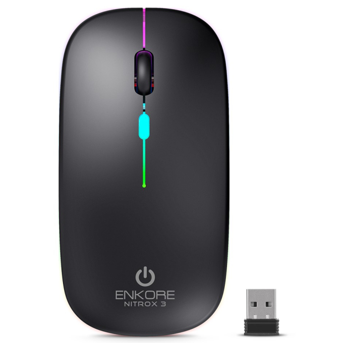 Mouse Inalambrico Enkore Nitrox 3 M205-3K Black Recargable Bluetooth, Wireless / Enkore