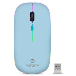 Mouse Inalambrico Enkore Nitrox 3 M205-3K Cyan Recargable Bluetooth, Wireless