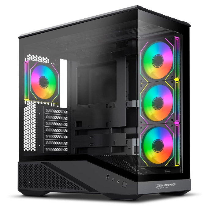 Case Micronics Racing Black FC1007B con 4 Ventiladores ARGB / Micronics