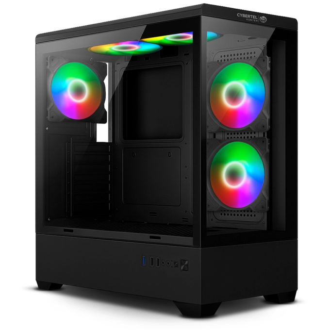 Case Cybertel Hunter Black CBX6000 con 5 Ventiladores ARGB / Cybertel