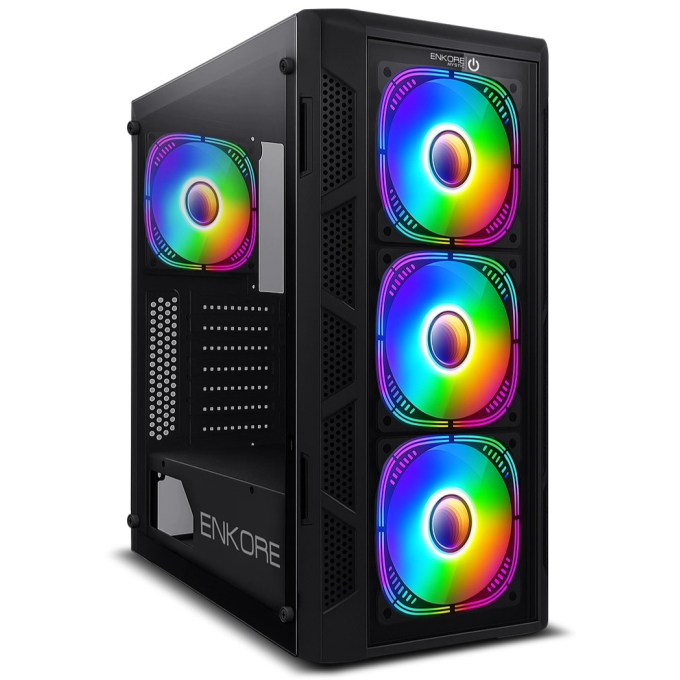 Case Enkore Mystic ENC 5001 con 4 Ventiladores Mirror Rainbow / Enkore