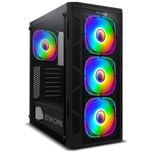 Case Enkore Mystic ENC 5001 con 4 Ventiladores Mirror Rainbow