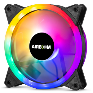 Ventilador Airboom Aureola AB111 Double Halo Rainbow para Case Gamer