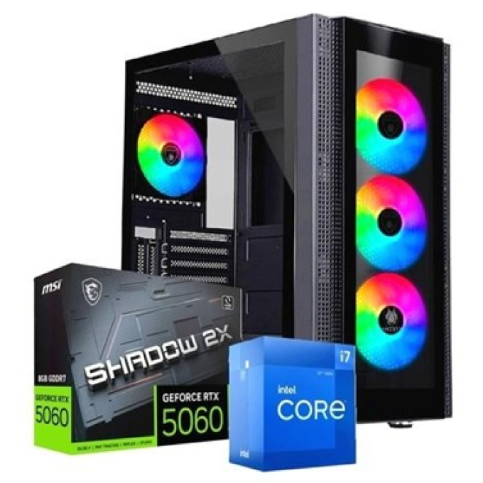 CPU Ensamblado, Intel i7-12700F 4.9GHz, Memoria RAM 16Gb DDR5, Disco Solido 1Tb PCIe Gen4 M.2, Video Nvidia GeForce RTX 5060 8Gb, fuente 650W 80+ Bronce, gamer / CompuMarket