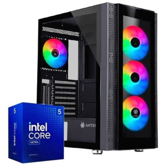 CPU Ensamblado, Intel Ultra5 225 4.9GHz, Memoria RAM 16Gb DDR5, Disco Solido 500Gb SSD NV3 PCIe Gen4 M.2, Fuente de 550W 80Plus Bronce / CompuMarket