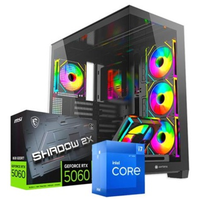 CPU Ensamblado, Intel i7-12700F 4.9 GHz, Memoria RAM 16Gb DDR5, Video Nvidia GeForce RTX 5060 8Gb, Disco Solido 1Tb SSD PCIe Gen4 M.2, fuente 650W 80+ Bronce, gamer / CompuMarket