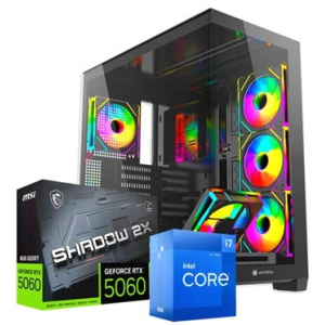 CPU Ensamblado, Intel i7-12700F 4.9 GHz, Memoria RAM 16Gb DDR5, Video Nvidia GeForce RTX 5060 8Gb, Disco Solido 1Tb SSD PCIe Gen4 M.2, fuente 650W 80+ Bronce, gamer