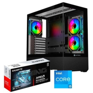 CPU Ensamblado, Intel i5-12400 4.4GHz, Memoria RAM 16Gb DDR5 6000MHz, Disco Solido 1Tb SSD PCIe Gen4, Video Radeon RX 9060 XT 16Gb Gigabyte, fuente 750W Gold 80Plus, gamer