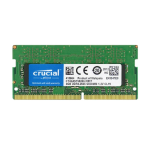 MEMORIA RAM SODIMM DDR4 CRUCIAL 4GB, Frecuencia 2400 MHz, Arquitectura Portatil Laptop Mac, Bajo Voltaje 1.2V