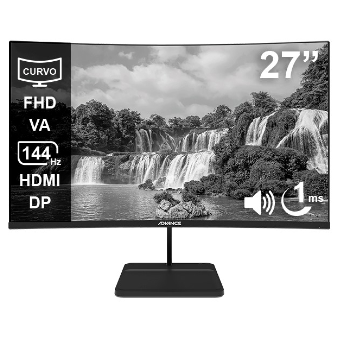 Monitor Advance ADV-2752S Curvo 27pulgadas 1920x1080 Full HD VA 144Hz 1ms HDMI DisplayPort Audio Out / Advance