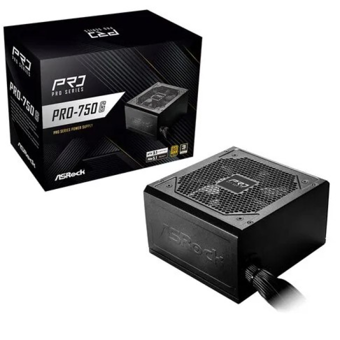 Fuente de Poder ASRock PRO-750G 750W 80 Plus Gold Certificada / ASROCK