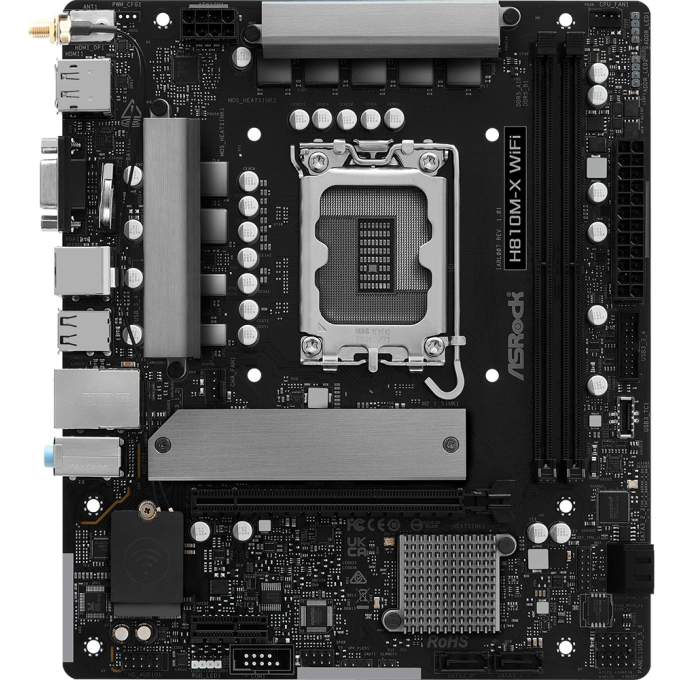 Placa Madre ASRock Gaming , Socket LGA1851, Chipset Intel H810, 2 DIMM DDR5, mATX, Wi-Fi, 2.5G LAN, H810M-X WiFi / ASROCK