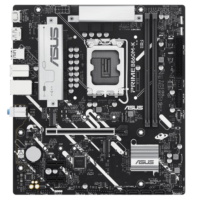 Placa Madre Asus Prime , Socket LGA1851, Chipset Intel B860, 2 DIMM DDR5, mATX, HDMI, DisplayPort, 2.5G LAN, PRIME B860M-K / ASUS