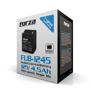 BATERIA FORZA FUB-1245, 12 V, 4.5 Ah, Sellada de Plomo-Acido (VRLA / AGM), Recargable, FUB-1245