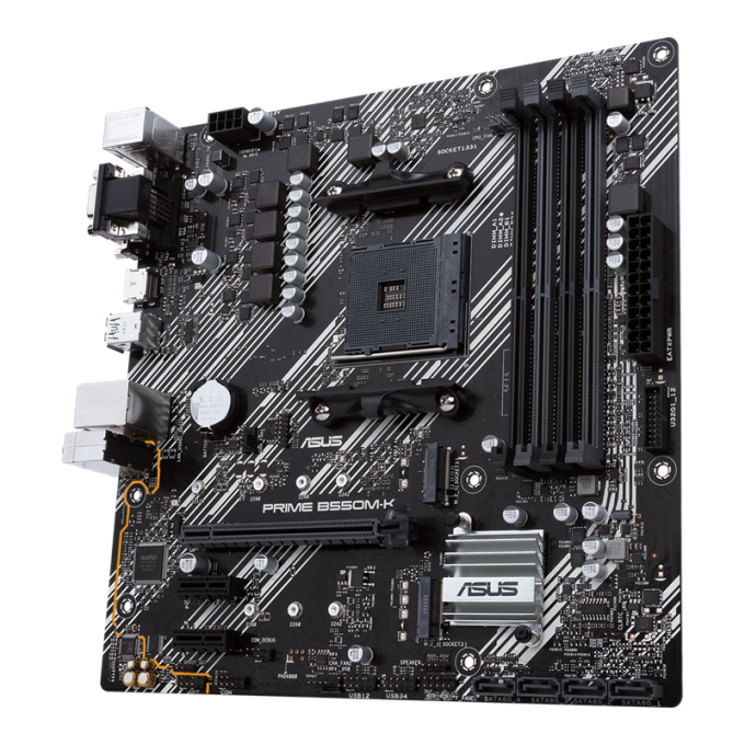 PLACA MADRE ASUS PRIME B550M-K, Socket AM4, AMD B550, Micro ATX, Gigabit LAN, USB 3.2 Gen 2, PRIMEB550M-K / ASUS