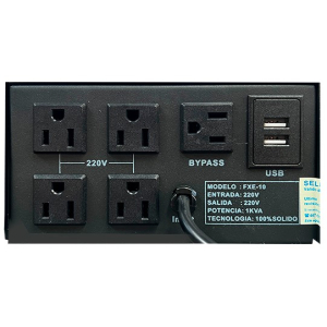 Estabilizador Elise FXE-10 1KVA Solido 220V 4 Tomas, 1 By-Pass / Elise