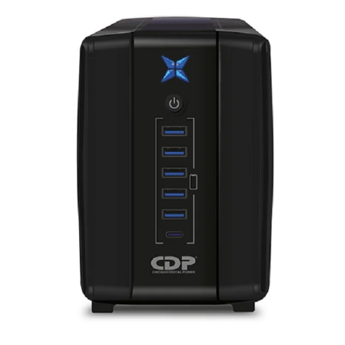 UPS Interactivo CDP R-UPR 1008i 1000VA 500W 220V 8 Salidas 5V USB y USB Tipo-C LCD, R-UPR1008I / CDP
