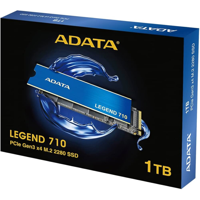 Disco Duro Solido SSD ADATA Legend 710 1TB M.2 2280 NVMe PCIe Gen3 x4, Lectura hasta 2400 MB/s, Disipador de Aluminio, ALEG-710-1TCS / HW-ADATA