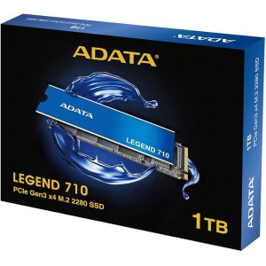 Disco Duro Solido SSD ADATA Legend 710 1TB M.2 2280 NVMe PCIe Gen3 x4, Lectura hasta 2400 MB/s, Disipador de Aluminio, ALEG-710-1TCS