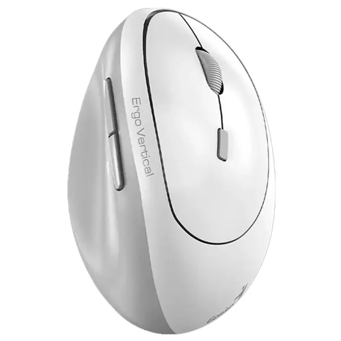 Mouse Vertical Genius Ergo 8350S AI Copilot Dual Wireless / Bluetooth Silencioso, White Grey, 31030041401 / GENIUS