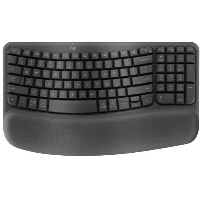 Teclado Ergonomico Inalambrico Logitech Ergo Wave Keys Bluetooth y Logi Bolt, Layout Espanol, Color Grafito (920-012278) / LOGITECH