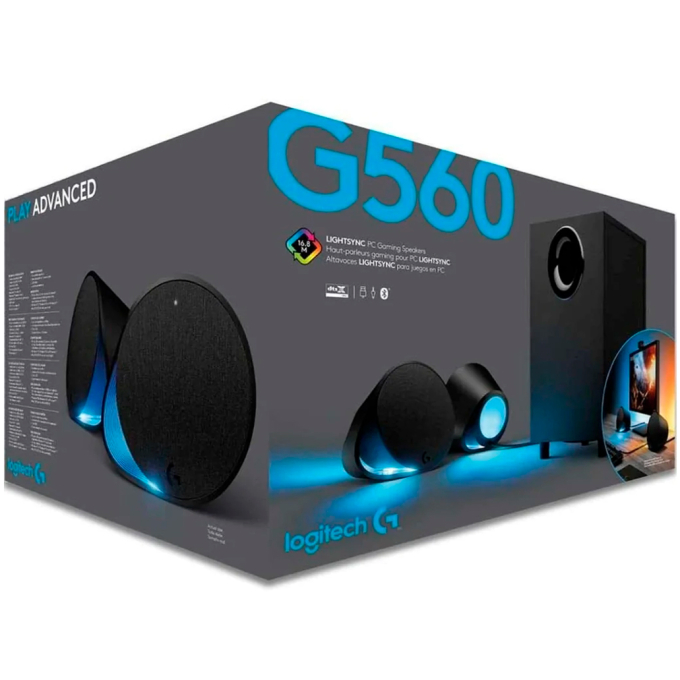 Parlantes Gamer Logitech G560 2.1 RGB Lightsync 120W RMS, USB, Bluetooth, 3.5mm, Subwoofer, 980-001310 / LOGITECH G
