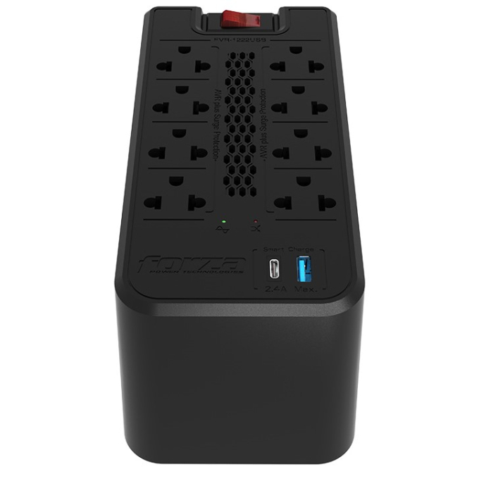 Estabilizador Forza FVR-1222USB 1200VA 600W 8 Tomas 2 USB / Forza