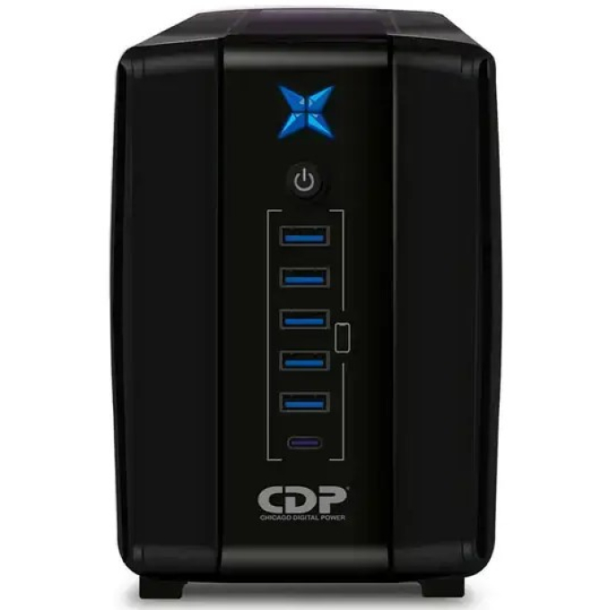 UPS CDP R-UPR508I 500VA/250W 8 Salidas 5 Puertos USB 1 Puerto USB-C Negro R-UPR508I / CDP