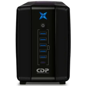 UPS CDP R-UPR508I 500VA/250W 8 Salidas 5 Puertos USB 1 Puerto USB-C Negro R-UPR508I