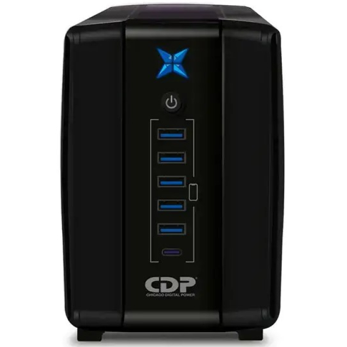 UPS CDP R-UPR758I 750VA/375W 8 Salidas 5 Puertos USB 1 Puerto USB-C Negro R-UPR758I / CDP