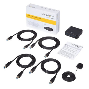 Switch USB 3.0 StarTech HBS304A24A para Compartir Perifericos 4x4 con Hub 8 Puertos / StarTech.com