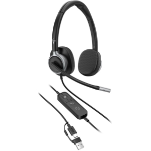Audifonos Poly Mission 600 625 Estereo Binaurales USB-C/USB-A Microsoft Teams Negro con Cancelacion de Ruido / Poly