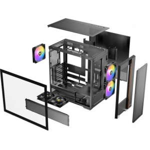 Case Antec FLUX Rear Black, Mid Tower, 5 Ventiladores, Vidrio Templado, 0-761345-10241-4 / ANTEC