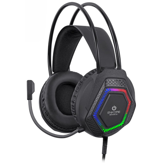 Audifonos con Microfono Enkore Brain 5.1 USB Rainbow Gamer EKHG1009U / Enkore